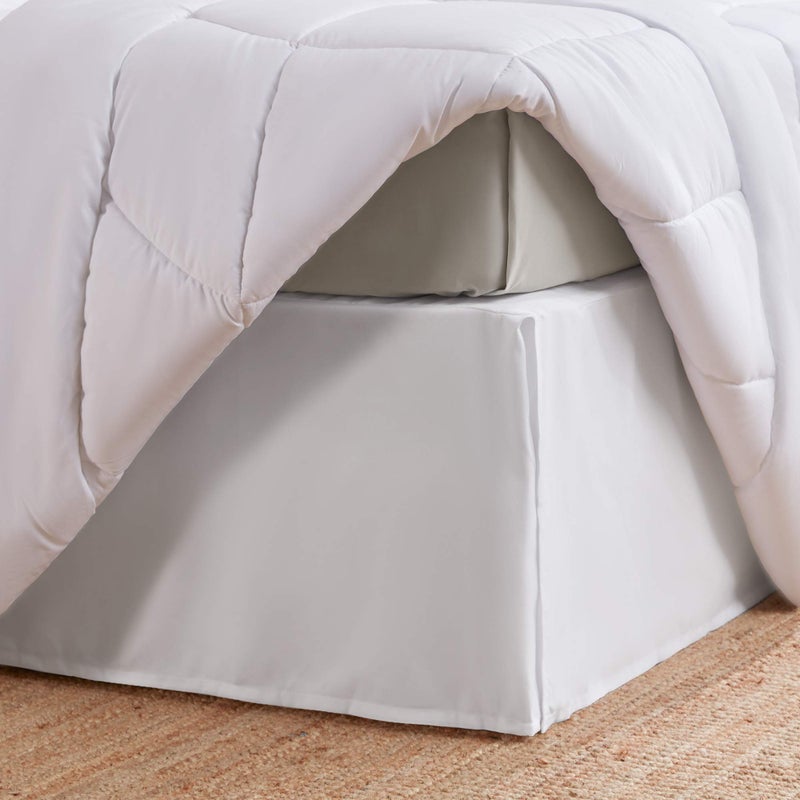 SLEEP ZONE Pleated Bed Skirts King Size, 15 inch Tailored Drop Easy Fit Bedskirt, Anti-Static, Fade Resistant (King, White) - Image 4